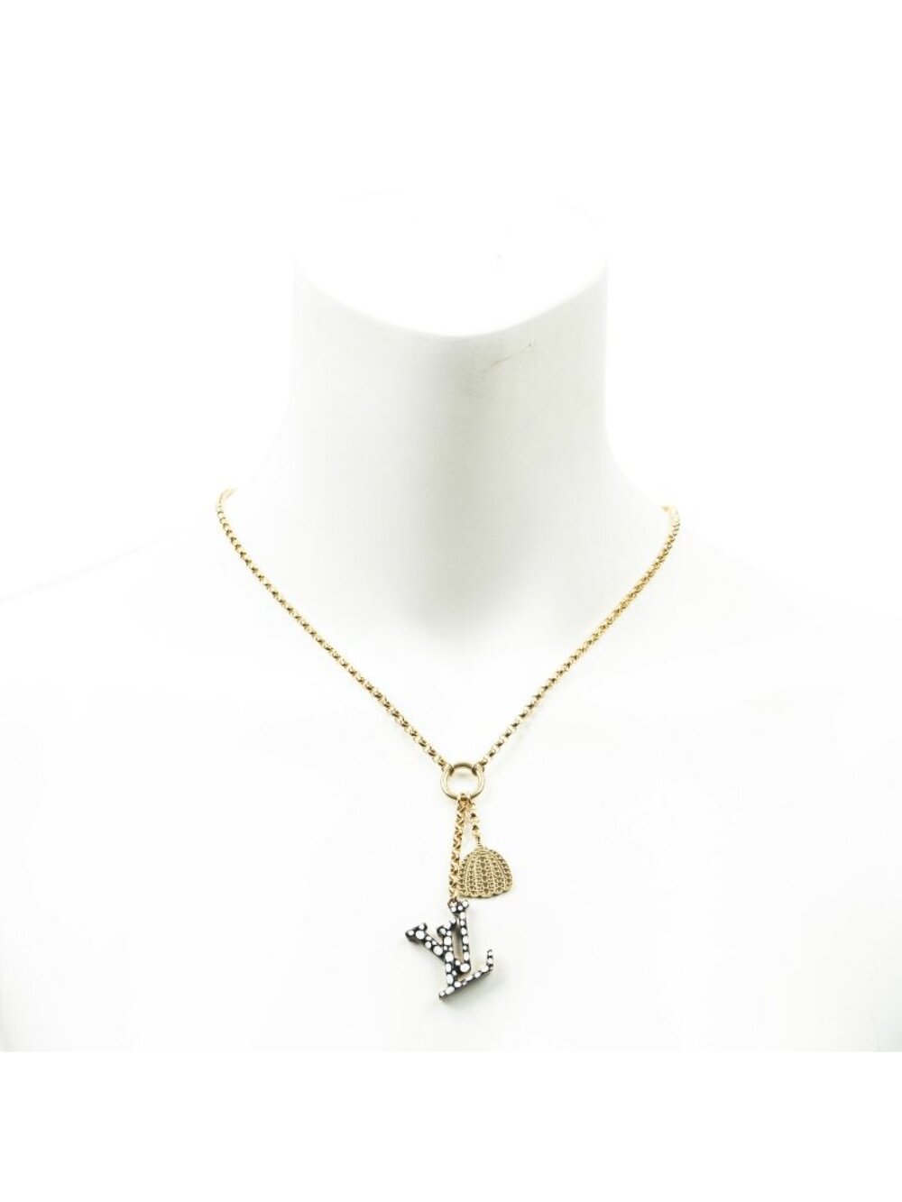 Louis Vuitton Collier Iconic Infinity Dot Necklace Black Gold Plated